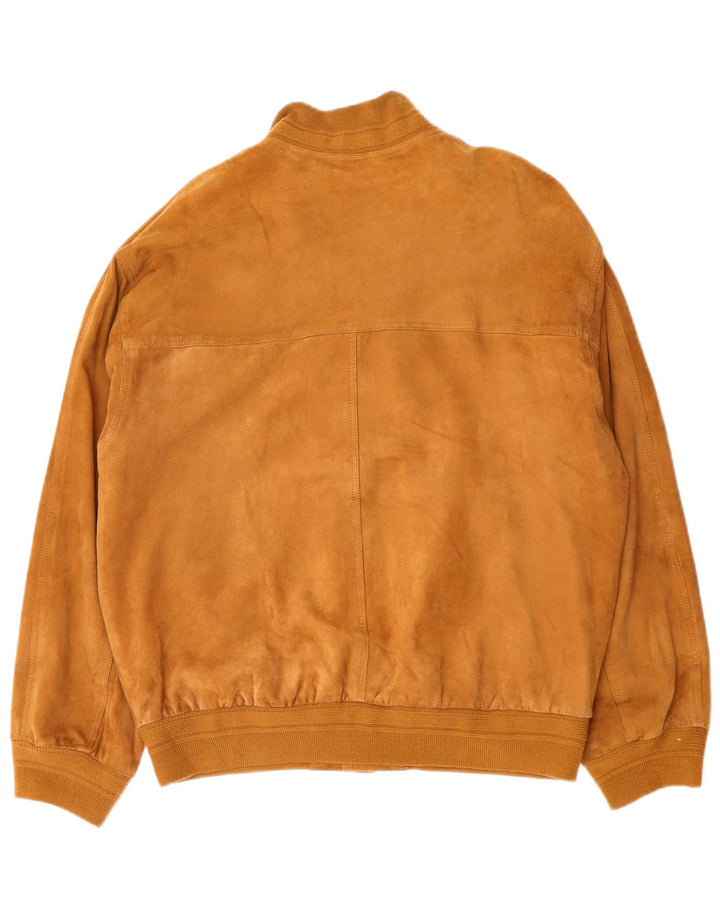 Vintage Ανδρικό Suede Bomber Jacket IT 52 XL Καφέ Δερμάτινο