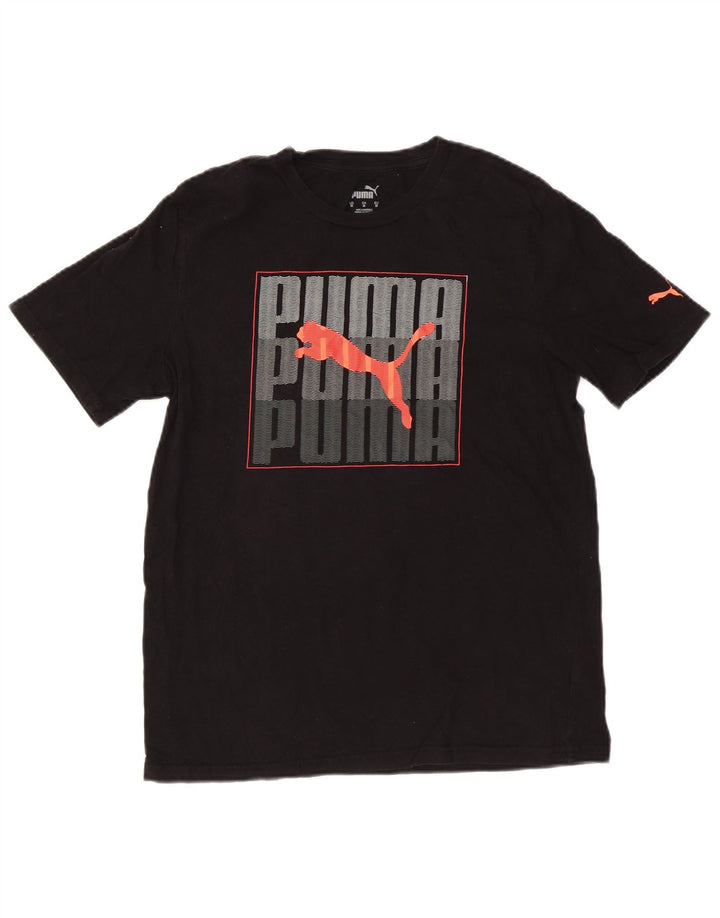 Ανδρικό γραφικό μπλουζάκι PUMA, μεσαίο μαύρο βαμβακερό