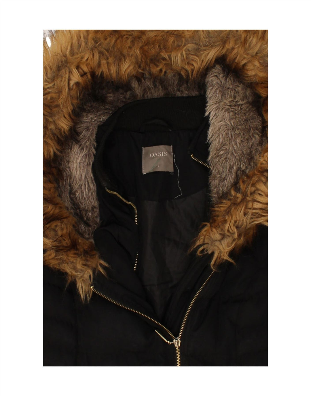 OASIS Womens Hooded Padded Coat UK 10 Small Black Polyester Vintage Oasis and Second-Hand Oasis from Messina Hembry 