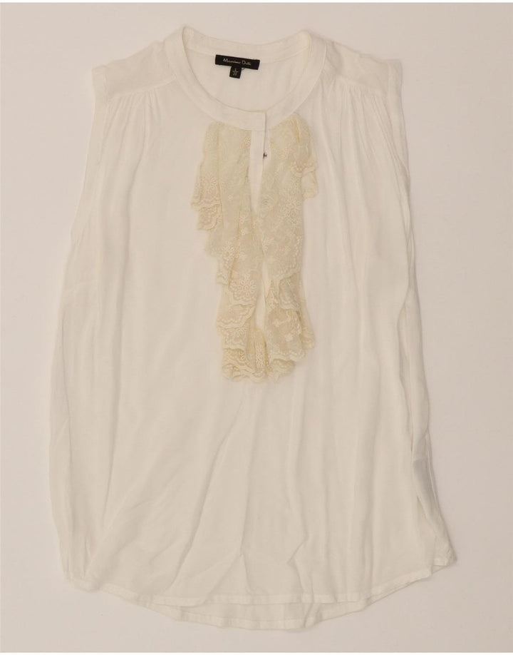 MASSIMO DUTTI Womens Sleeveless Blouse Top UK 10 Small White Viscose Vintage Massimo Dutti and Second-Hand Massimo Dutti from Messina Hembry 