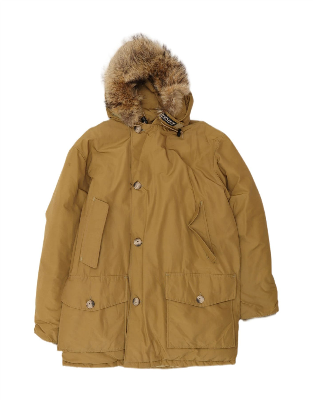Woolrich Ανδρικό παλτό με κουκούλα με επένδυση UK 38 Βαμβακερό μεσαίο μπεζ