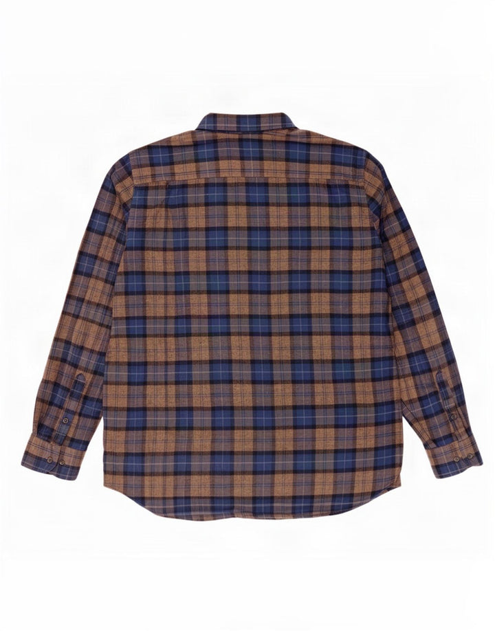 Ανδρικό φανελένιο πουκάμισο Massimo Dutti 2XL καφέ καρό