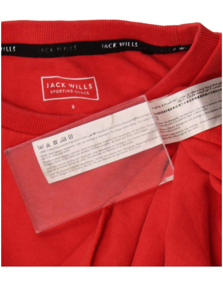 Jack Wills Γυναικεία φούτερ με γραφικά Crop Jumper UK 8 Small Red