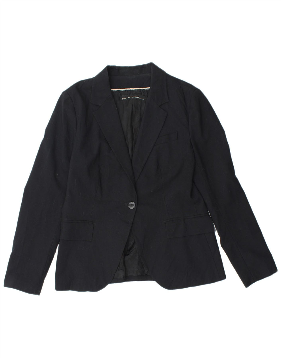 ZARA Womens 1 Button Blazer Jacket EU 44 XL Navy Blue