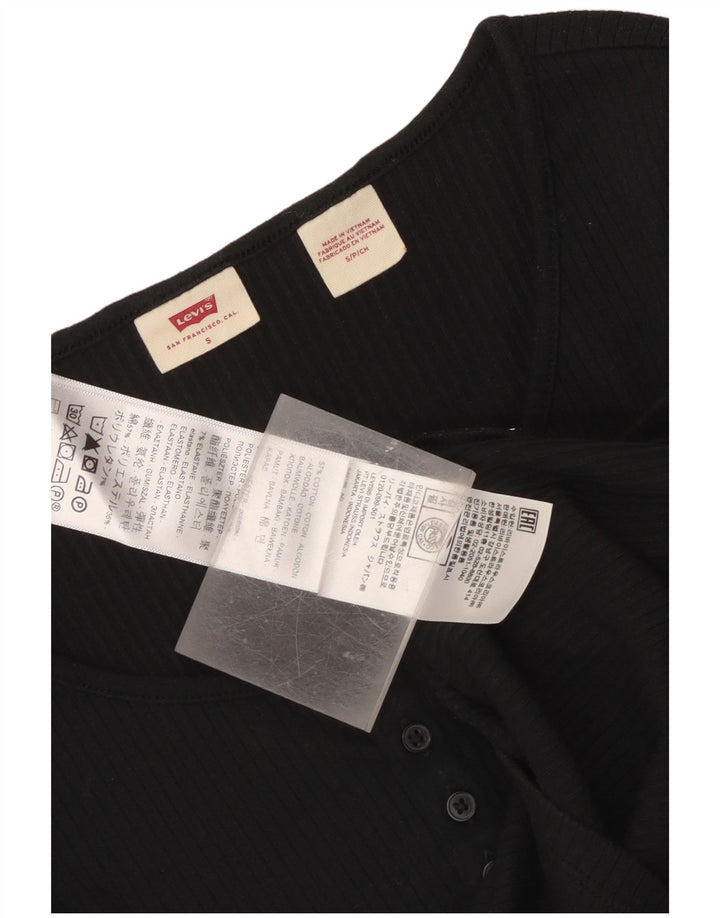 Γυναικείο Crop Top Levi's μακρυμάνικο UK 10 Small μαύρο βαμβακερό