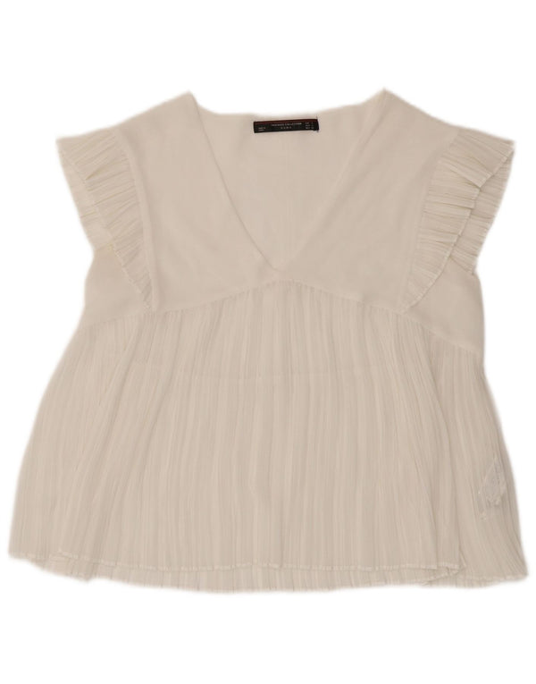 Zara Γυναικεία μπλούζα Trafaluc Top UK 10 Small White Polyester