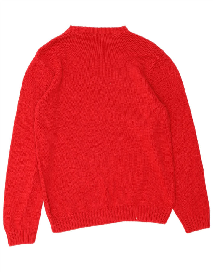 CHAPS Mens Crew Neck Jumper Sweater Medium Red Cotton