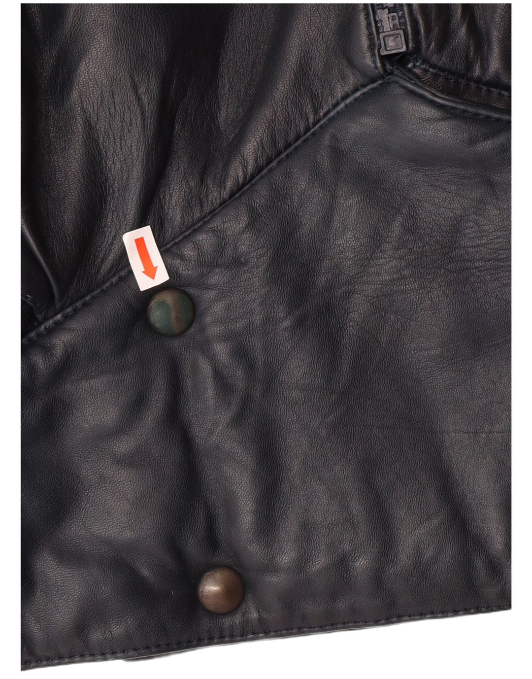 VINTAGE Γυναικείο Crop Δερμάτινο Μπουφάν UK 6 XS Navy Blue