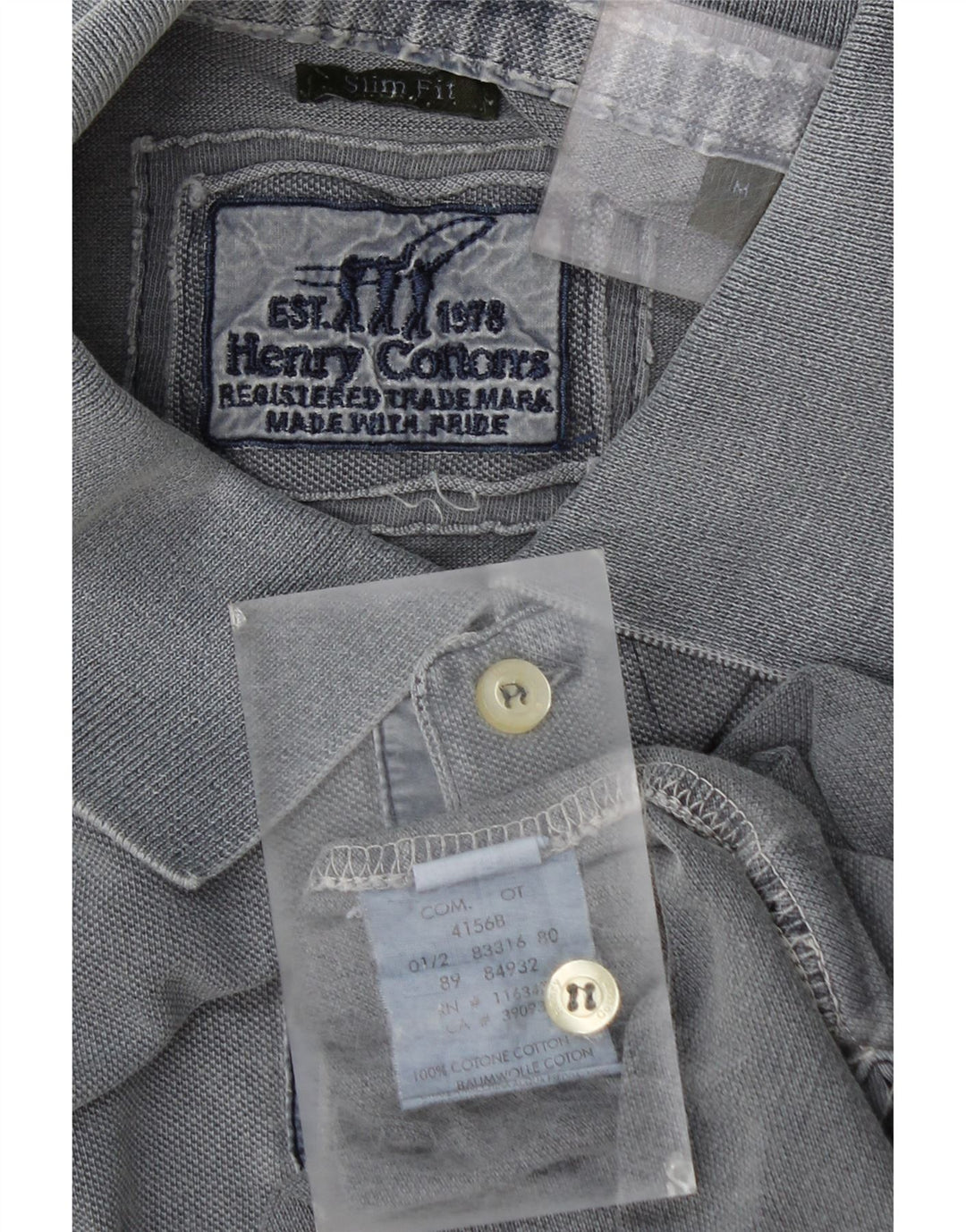 Henry Cottons Ανδρικό πουκάμισο Polo Slim Fit Μεσαίο γκρι βαμβακερό