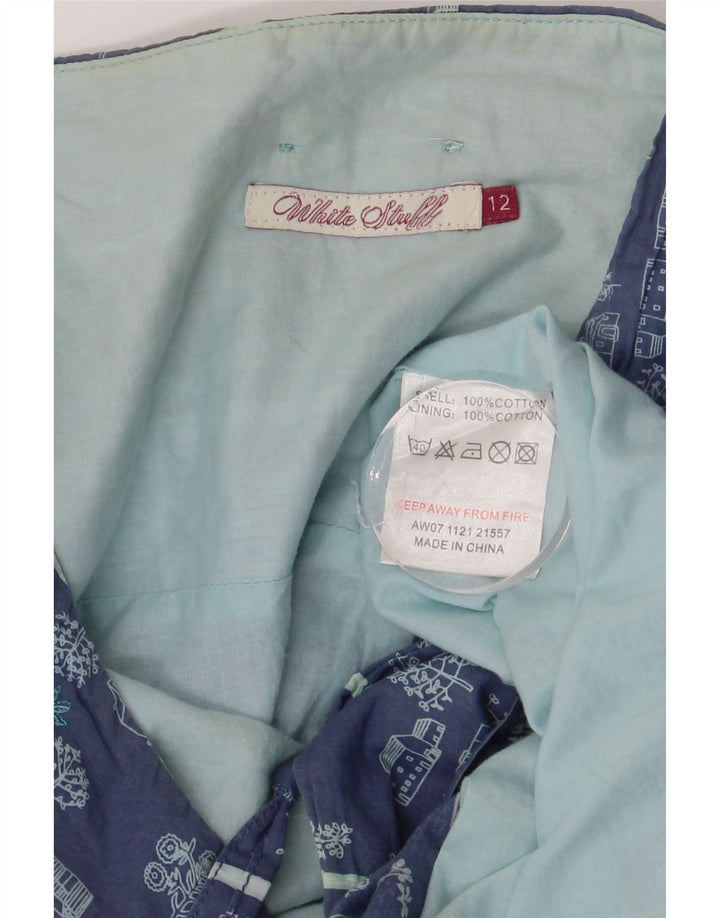 White Stuff Γυναικεία γραφική φούστα A-Line UK 12 Medium W30 Μπλε βαμβακερή