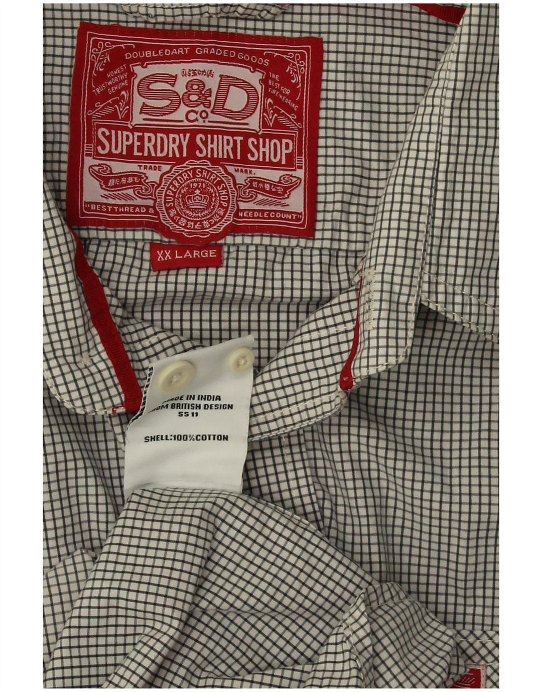 Ανδρικό πουκάμισο Superdry 2XL γκρι βαμβακερό καρό