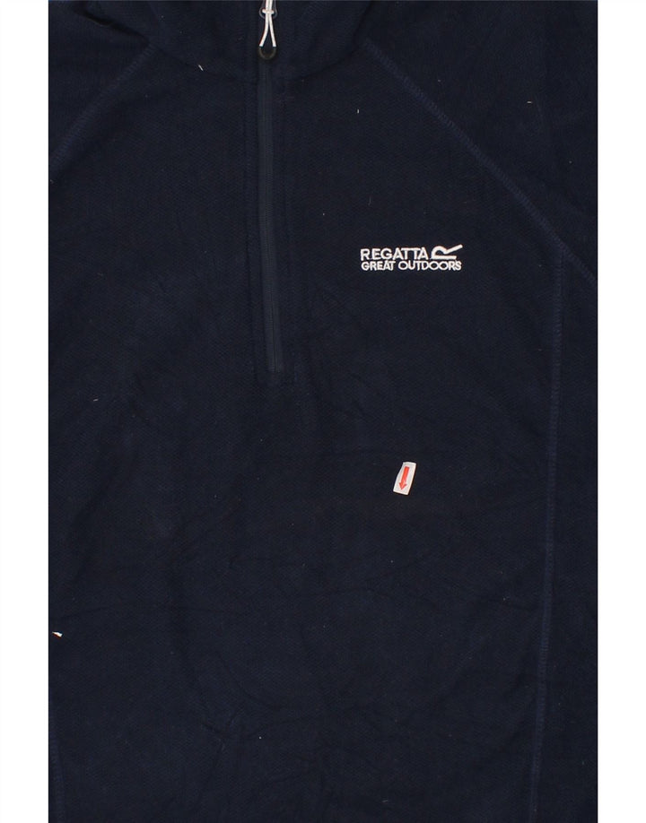 REGATTA Mens Zip Neck Fleece Jumper Small Navy Blue Polyester Vintage Regatta and Second-Hand Regatta from Messina Hembry 