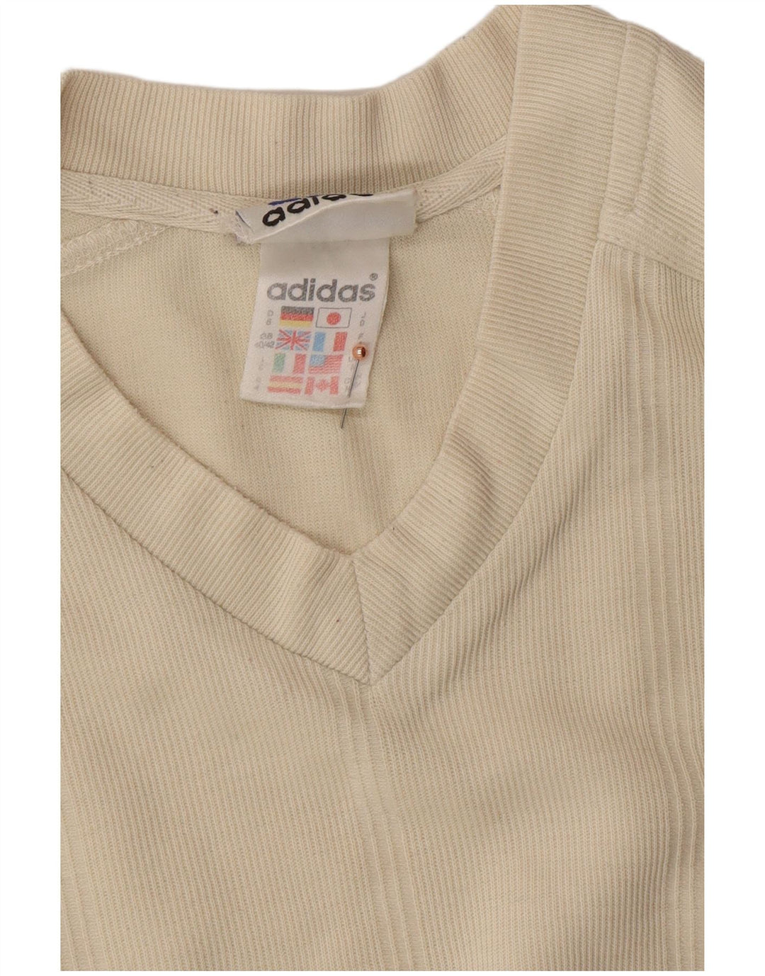 Ανδρικό μπλουζάκι ADIDAS Top UK 40/42 μεσαίο μπεζ βαμβακερό
