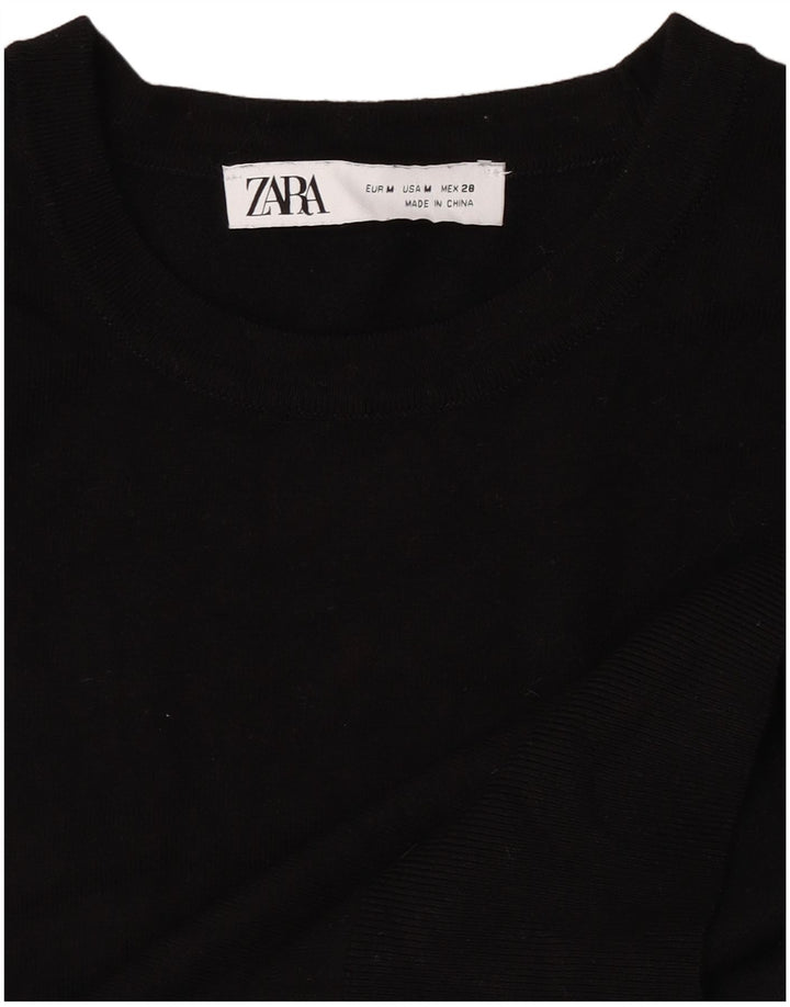 Zara Γυναικείο πουλόβερ με λαιμόκοψη UK 12 Medium Μαύρο