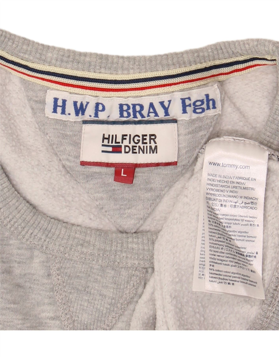Γραφικό ανδρικό φούτερ Tommy Hilfiger Jumper μεγάλο γκρι βαμβακερό