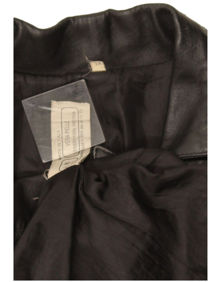 Vintage γυναικείο δερμάτινο παλτό UK 18 XL μαύρο δέρμα