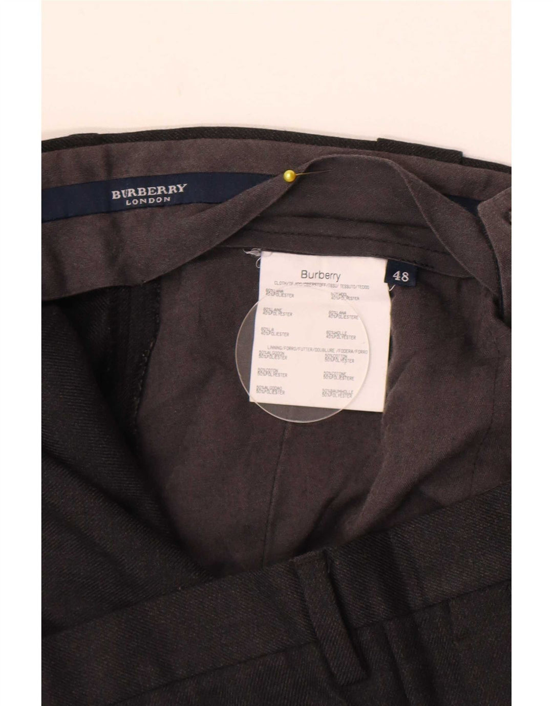 Ανδρικό παντελόνι με καρφίτσα Burberry W36 L28 Γκρι μαλλί
