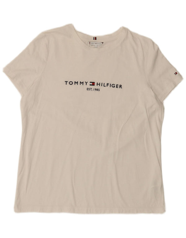 Γυναικείο γραφικό μπλουζάκι Tommy Hilfiger Top UK 20 2XL Λευκό βαμβακερό