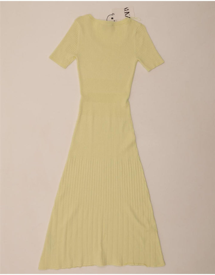 Γυναικείο μάξι μακρυμάνικο φόρεμα ZARA UK 8 Μικρή κίτρινη βισκόζη