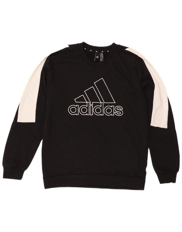 Ανδρικό γραφικό φούτερ Adidas, μεσαίο μαύρο, βαμβακερό