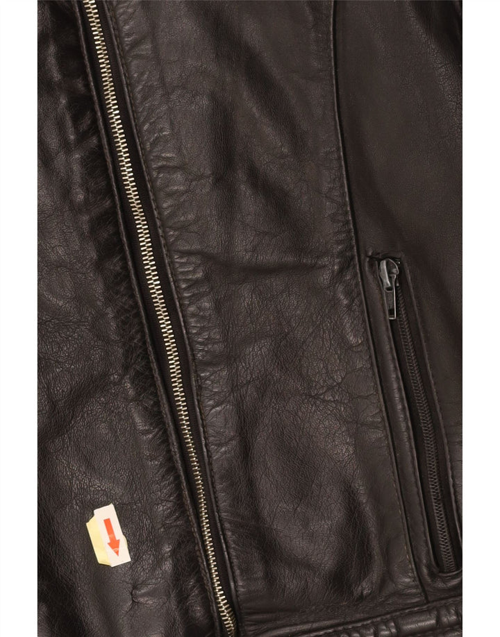 VINTAGE Γυναικείο Δερμάτινο Μπουφάν UK 14 Μεσαίο Μαύρο