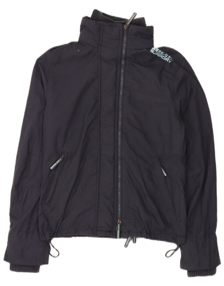 Γυναικείο γραφικό μπουφάν βροχής SUPERDRY UK 16 Large Navy Blue Nylon