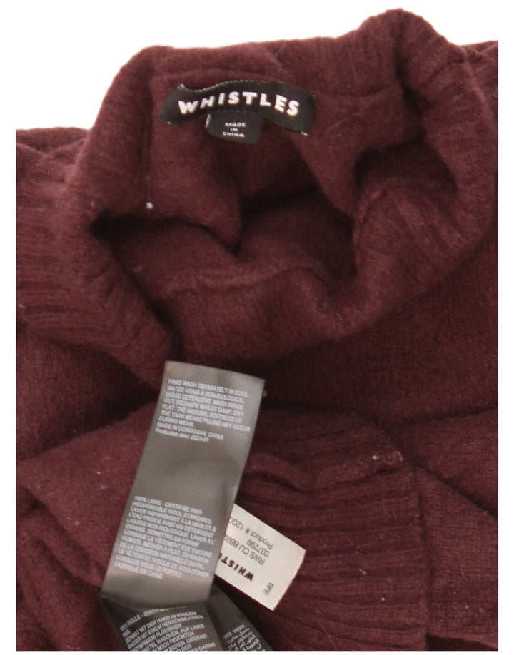 Whistles Γυναικείο πουλόβερ με λαιμόκοψη χελώνας UK 14 Medium Maroon Wool