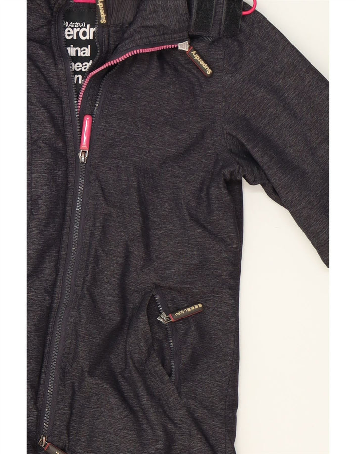 SUPERDRY Womens Hooded Windbreaker Jacket UK 14 Medium Grey Polyester Vintage Superdry and Second-Hand Superdry from Messina Hembry 