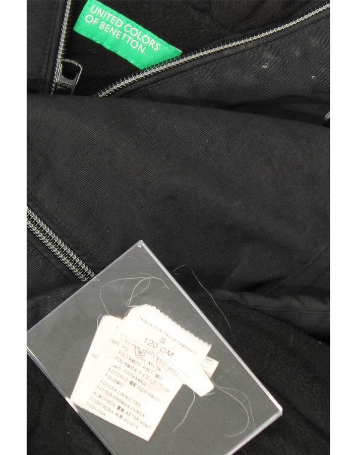 BENETTON Boys Hooded Windbreaker Jacket 6-7 Years Small  Black Polyamide Vintage Benetton and Second-Hand Benetton from Messina Hembry 
