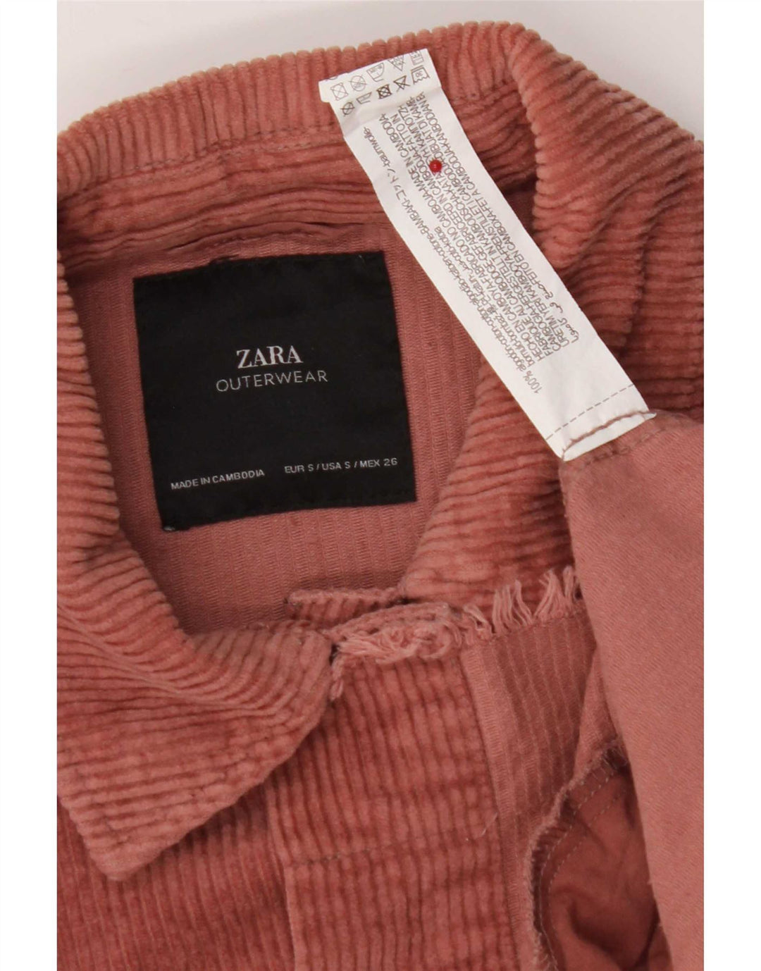 Zara Γυναικείο Κοτλέ Μπουφάν UK 10 Small Pink Βαμβακερό