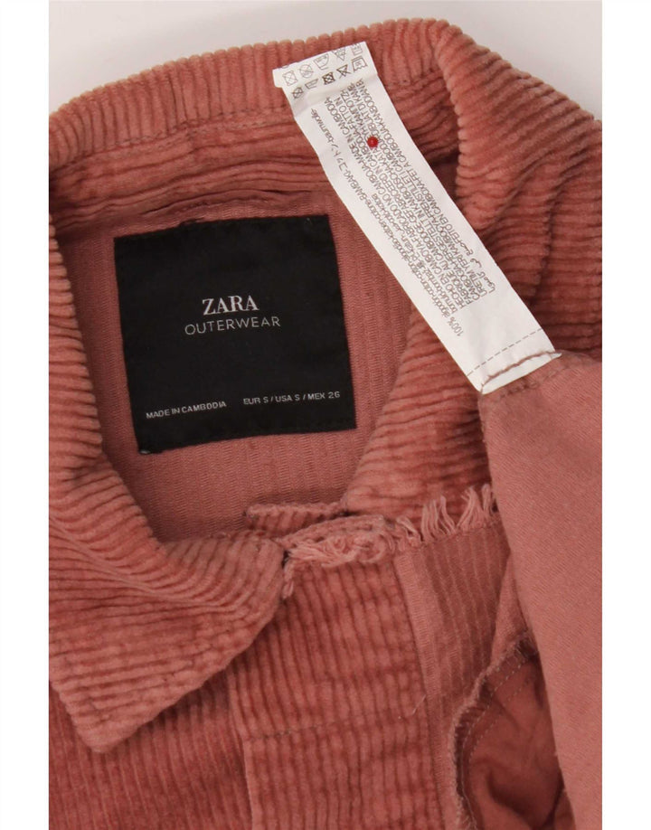 Zara Γυναικείο Κοτλέ Μπουφάν UK 10 Small Pink Βαμβακερό