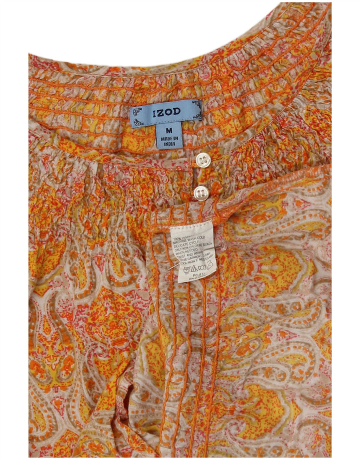 Izod Γυναικεία Μπλούζα Τοπ UK 12 Medium Yellow Paisley Cotton