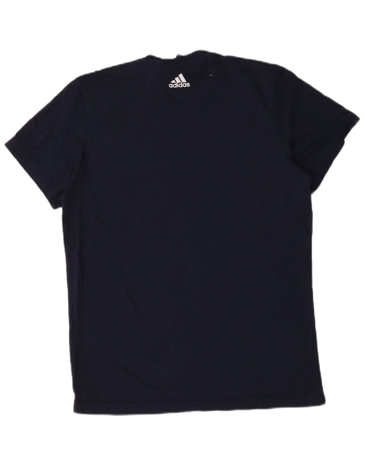 Ανδρικό γραφικό T-Shirt Adidas Top από μεσαίο μπλε ναυτικό βαμβακερό