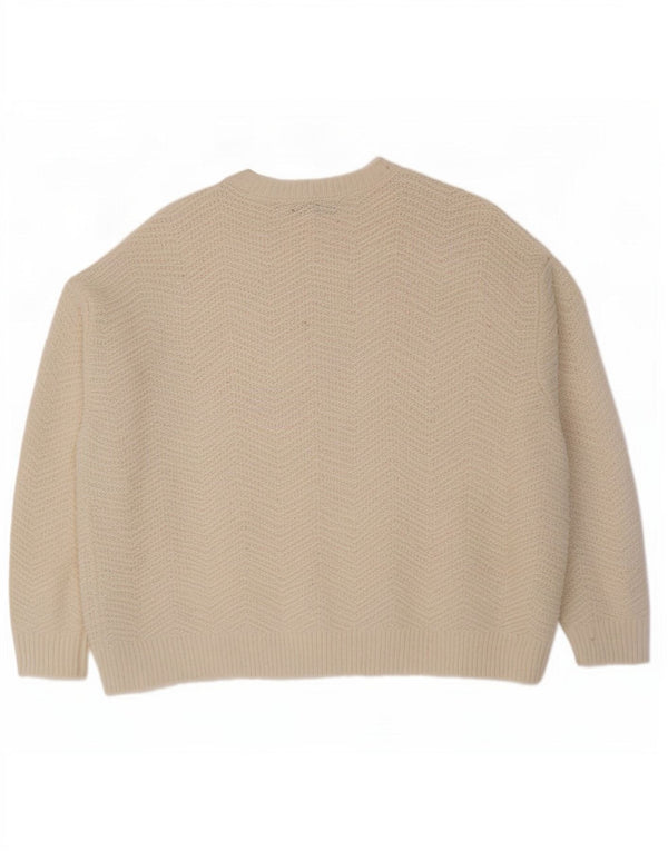 Marks & Spencer Γυναικείο πουλόβερ με λαιμόκαυστο UK 16 Large White Chevron