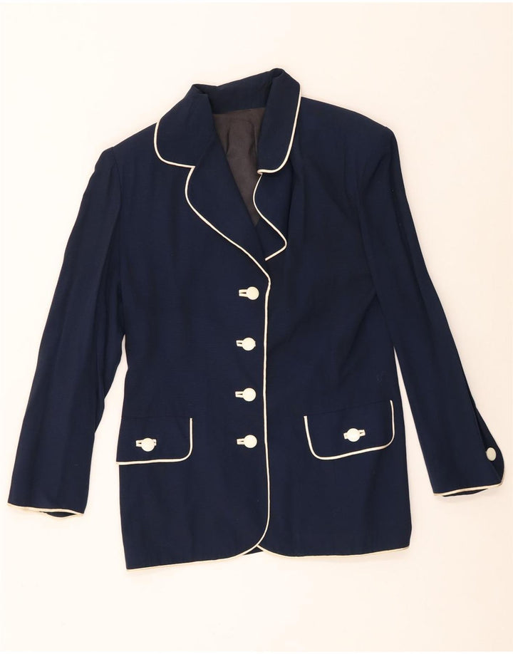 Vintage γυναικείο σακάκι με 4 κουμπιά UK 12 Medium Navy Blue
