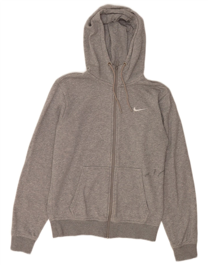 Ανδρικό πουλόβερ Nike με φερμουάρ με κουκούλα, βαμβακερό μικρό γκρι χρώμα