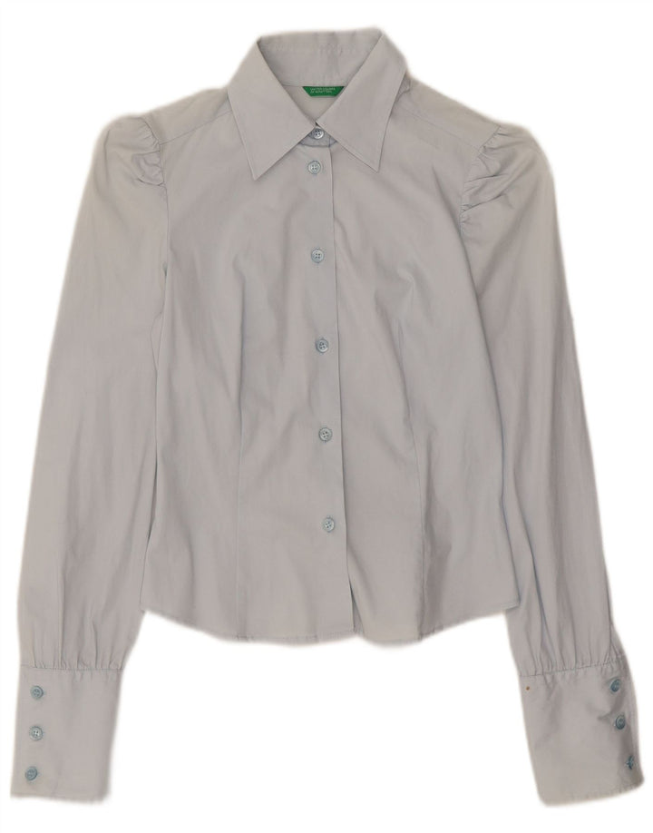 Benetton Γυναικείο πουκάμισο Crop UK 8 Small Blue
