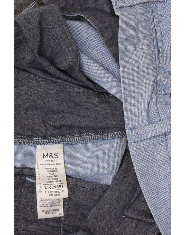 Ανδρικό σορτς Chino Marks & Spencer W34 μεγάλο μπλε βαμβακερό