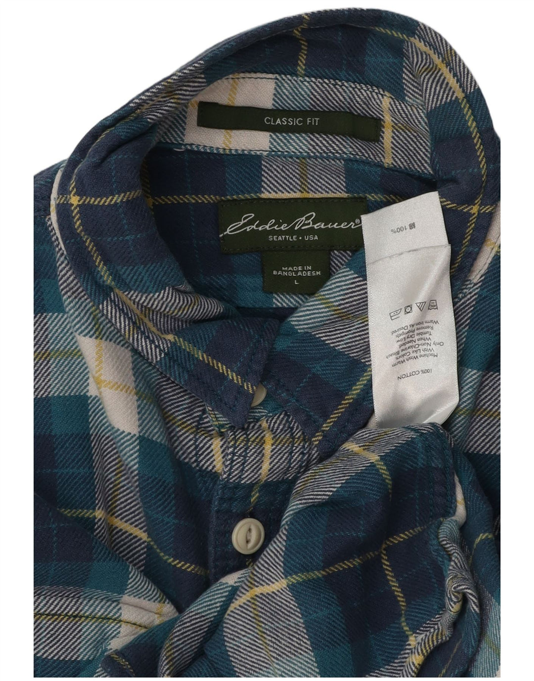 EDDIE BAUER Ανδρικό πουκάμισο Classic Fit Flannel Μεγάλο Μπλε Καρό Βαμβακερό