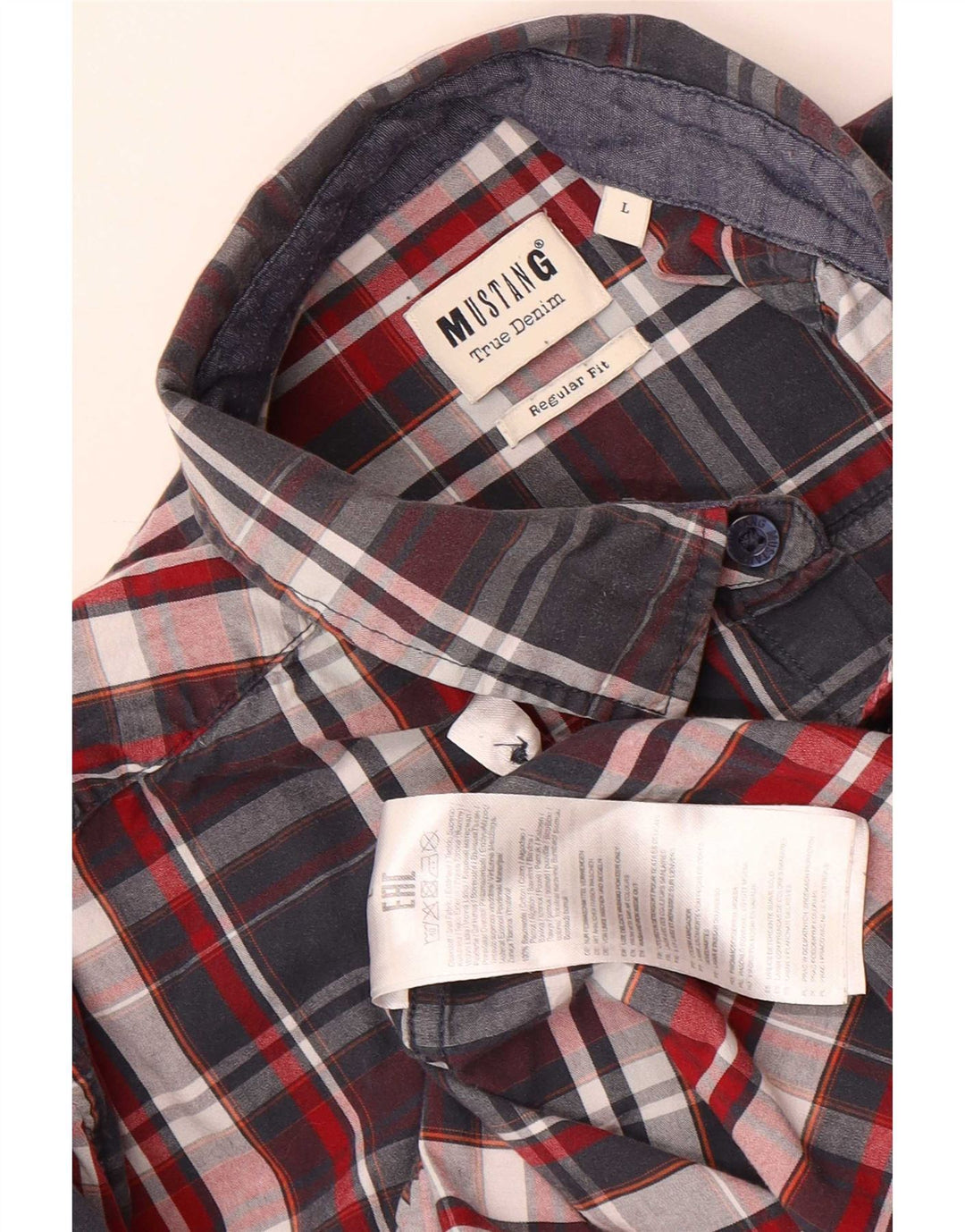 Ανδρικό πουκάμισο Mustang Regular Fit Large Blue Check Cotton