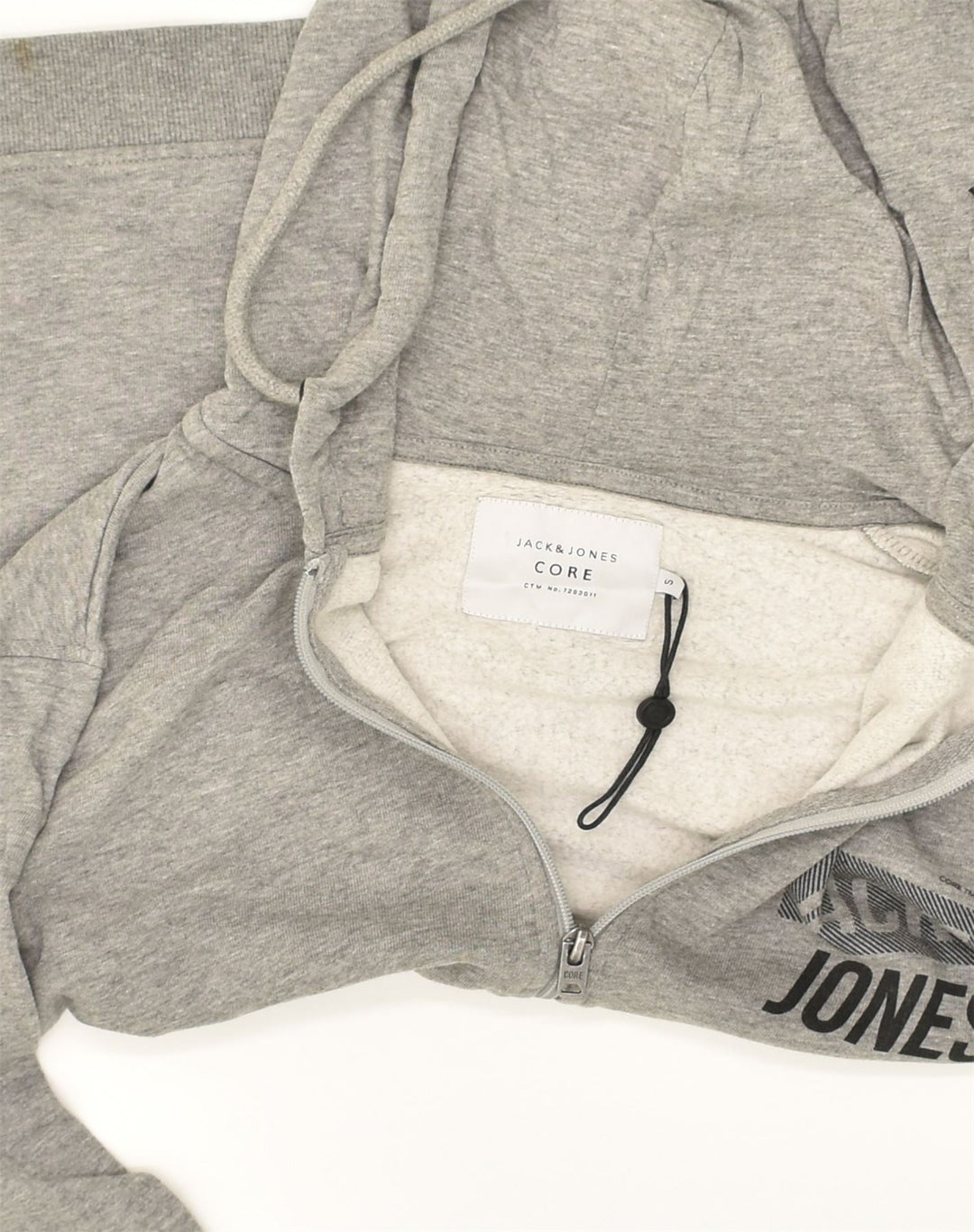 JACK & JONES Mens Graphic Zip Hoodie Sweater Small Grey Cotton | Vintage Jack & Jones | Thrift | Second-Hand Jack & Jones | Used Clothing | Messina Hembry 