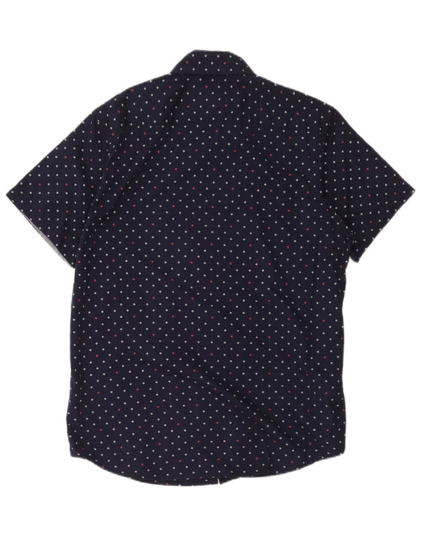 Lee Mens Short Sleeve Regular Fit Shirt Medium Navy Blue Geometric Cotton