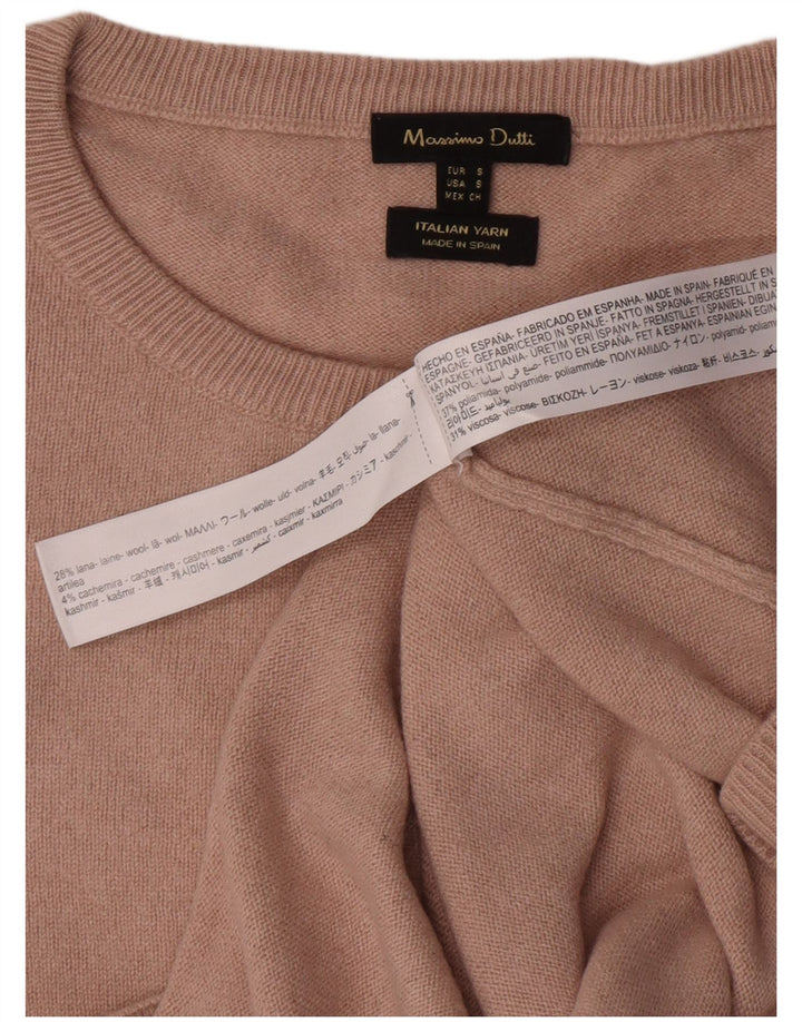 Massimo Dutti Γυναικείο πουλόβερ με λαιμόκαυστο UK 10 Small Beige Polyamide