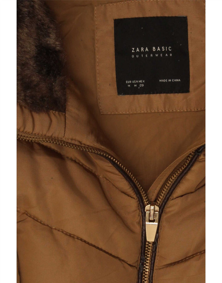 Zara Γυναικείο μπουφάν με επένδυση UK 12 μεσαίου καφέ πολυεστέρας