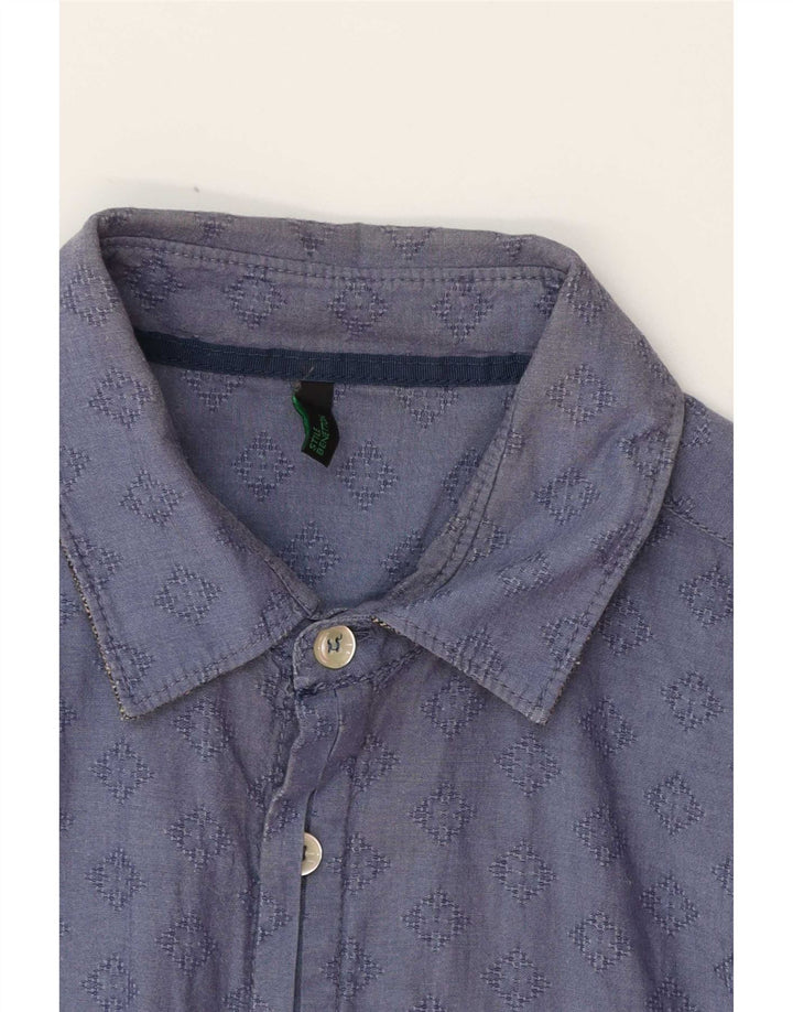 Ανδρικό πουκάμισο Benetton Μικρό Navy Blue γεωμετρικό