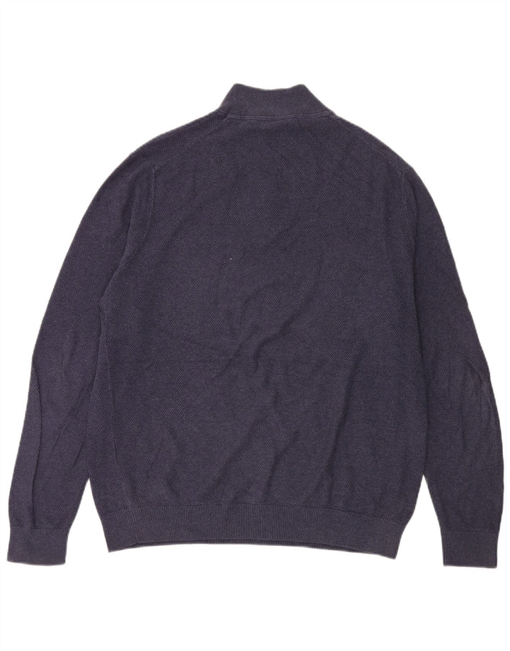 Ανδρικό πουλόβερ με λαιμόκοψη Lyle & Scott με φερμουάρ Μεγάλο βαμβακερό μπλε ναυτικό