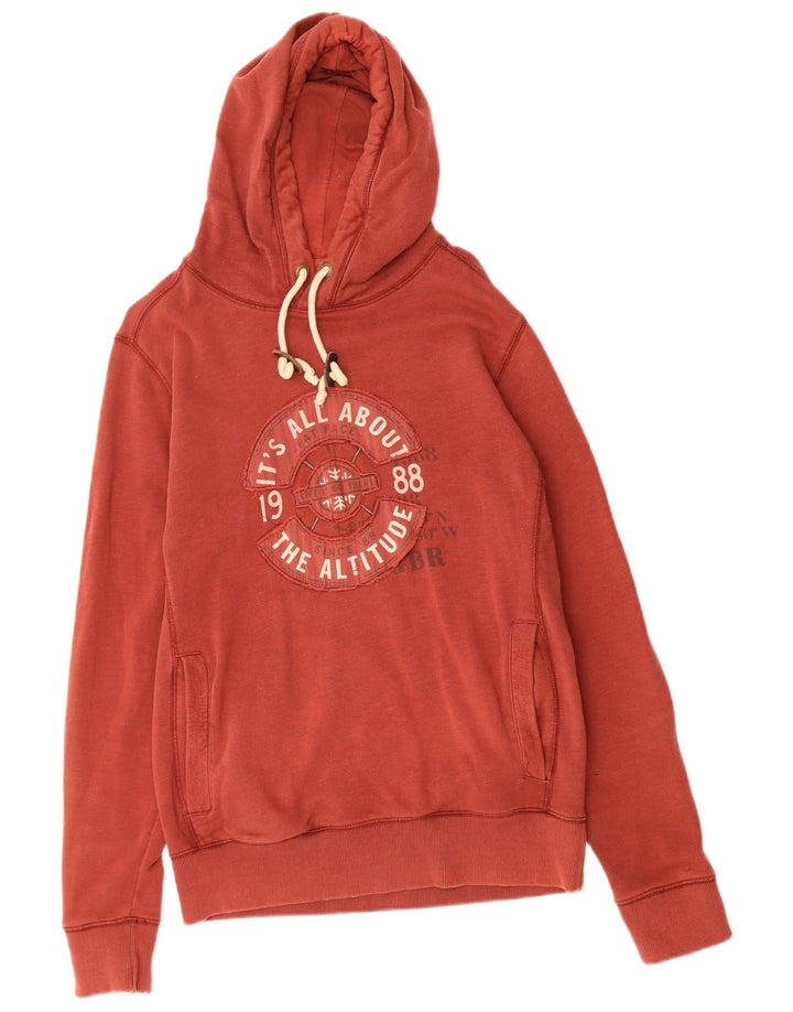 FAT FACE Mens Graphic Hoodie Jumper Small Red Cotton
