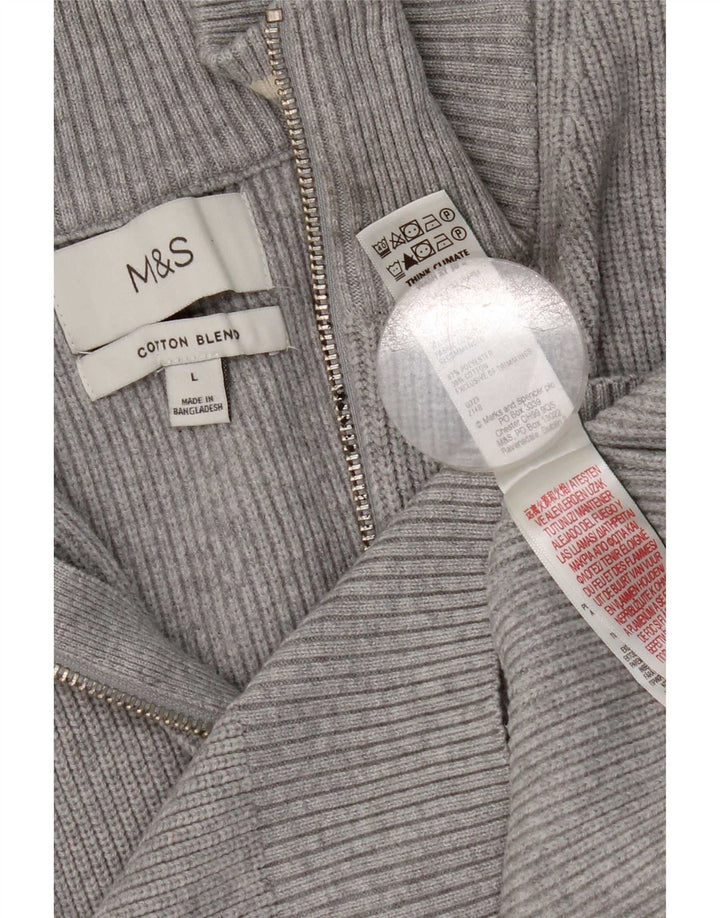 Marks & Spencer Ανδρικό πουλόβερ με φερμουάρ σε κανονική εφαρμογή, μεγάλο γκρι