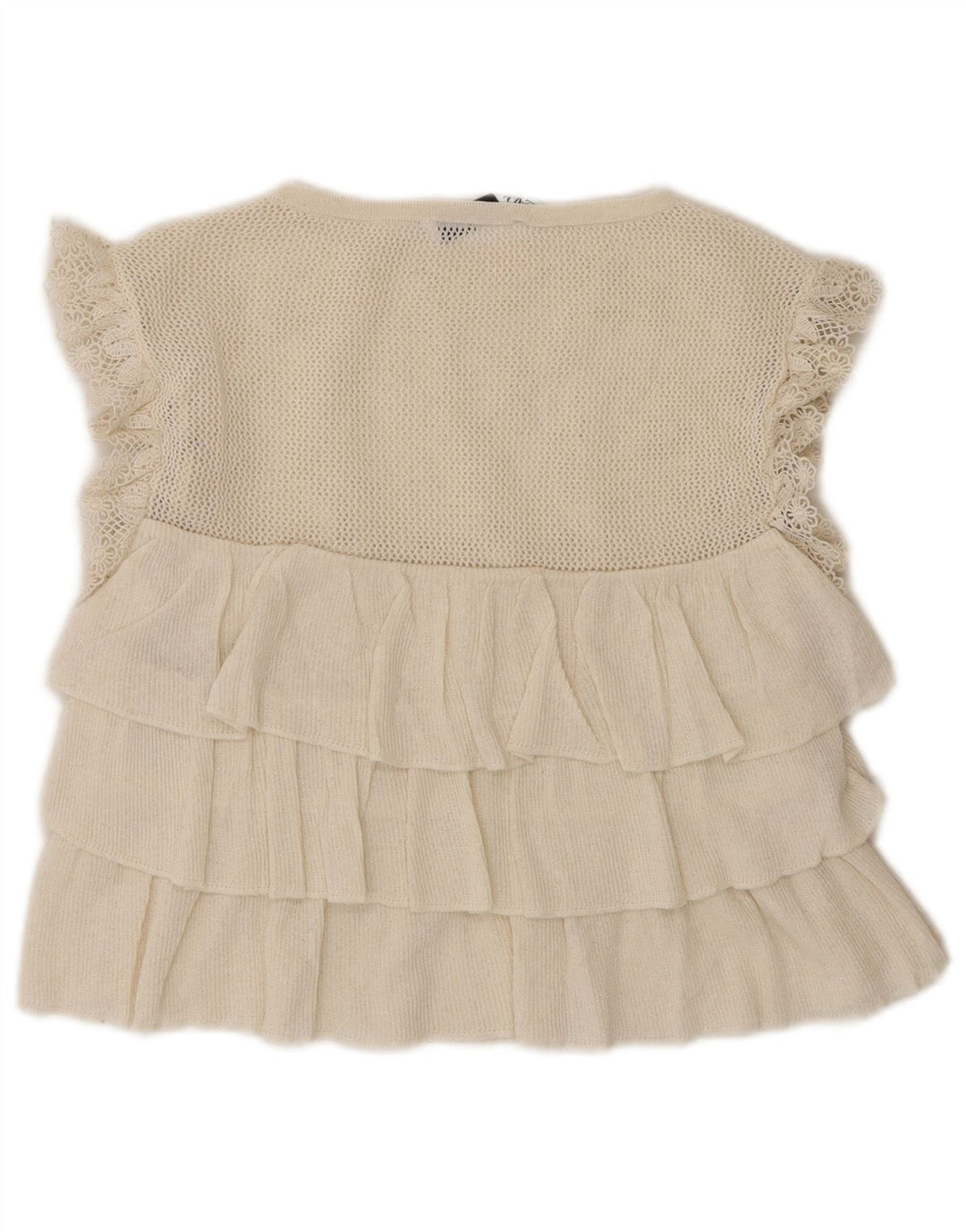 Zara Γυναικεία Αμάνικη Μπλούζα Τοπ UK 8 Small Off White Πολυεστέρας