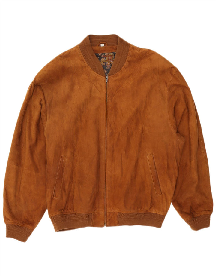 Gatsby Ανδρικό Suede Bomber Jacket UK 38 Medium Beige Leather